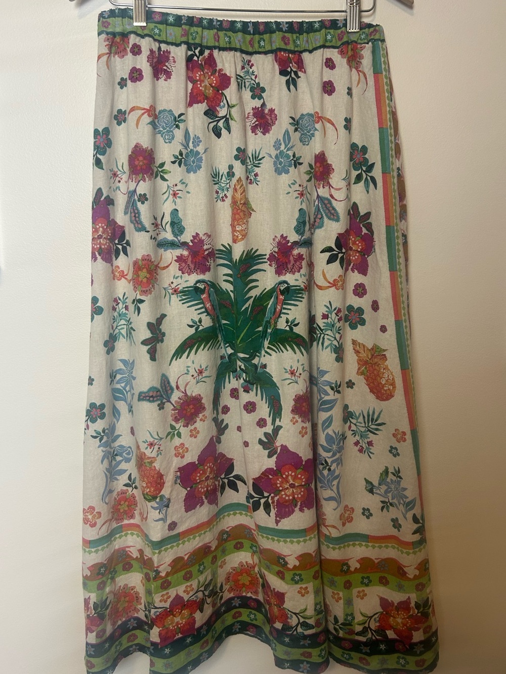 Rachel Zoe Tropical Palm Tree Floral Maxi Skirt Boho Resort Beach Medium